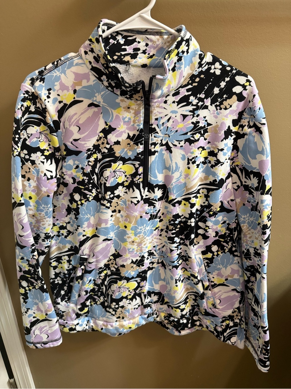 Floral Half-Zip Pullover Sweater - Black Multi